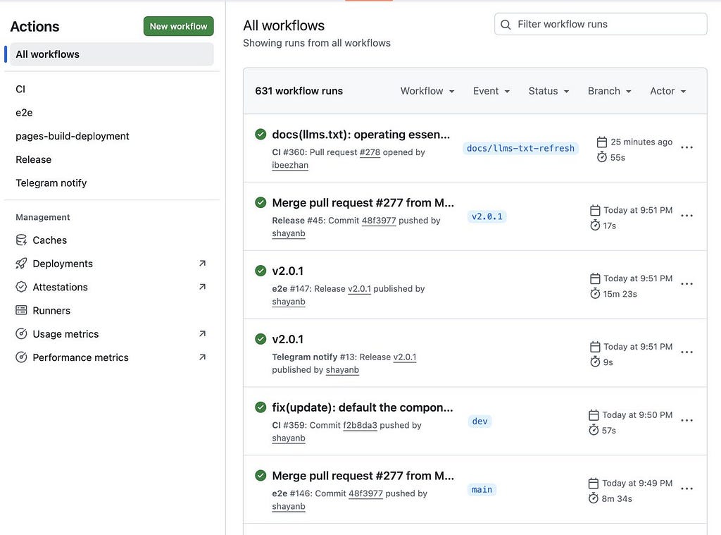 CI and end-to-end test runs