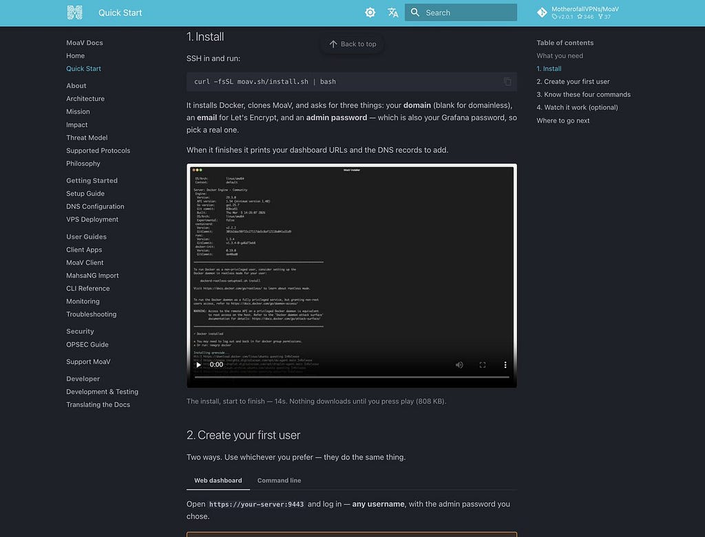 The rewritten MoaV documentation site
