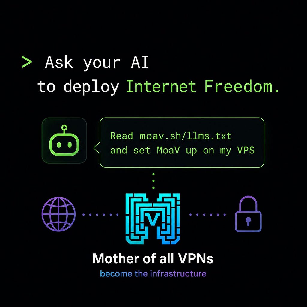 An AI agent setting up MoaV from llms.txt